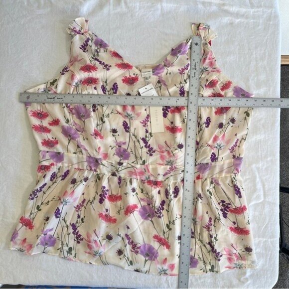 New NWT Pleione cream flowered tank 3x blouse peplum - Picture 2 of 3